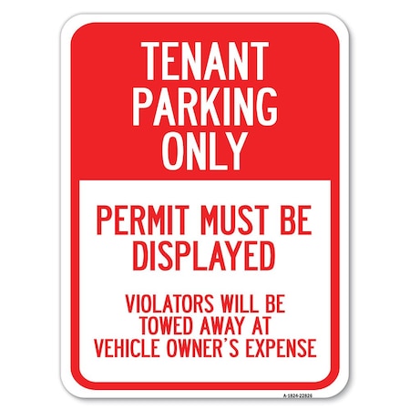 Signmission Tenant Parking Only Display Permit Violators Towed at Owner Expense, A-1824-22826 A-1824-22826